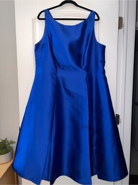 Adrianna Papell Royal Blue Satin A-Line Dress